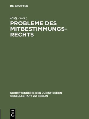 cover image of Probleme des Mitbestimmungsrechts
